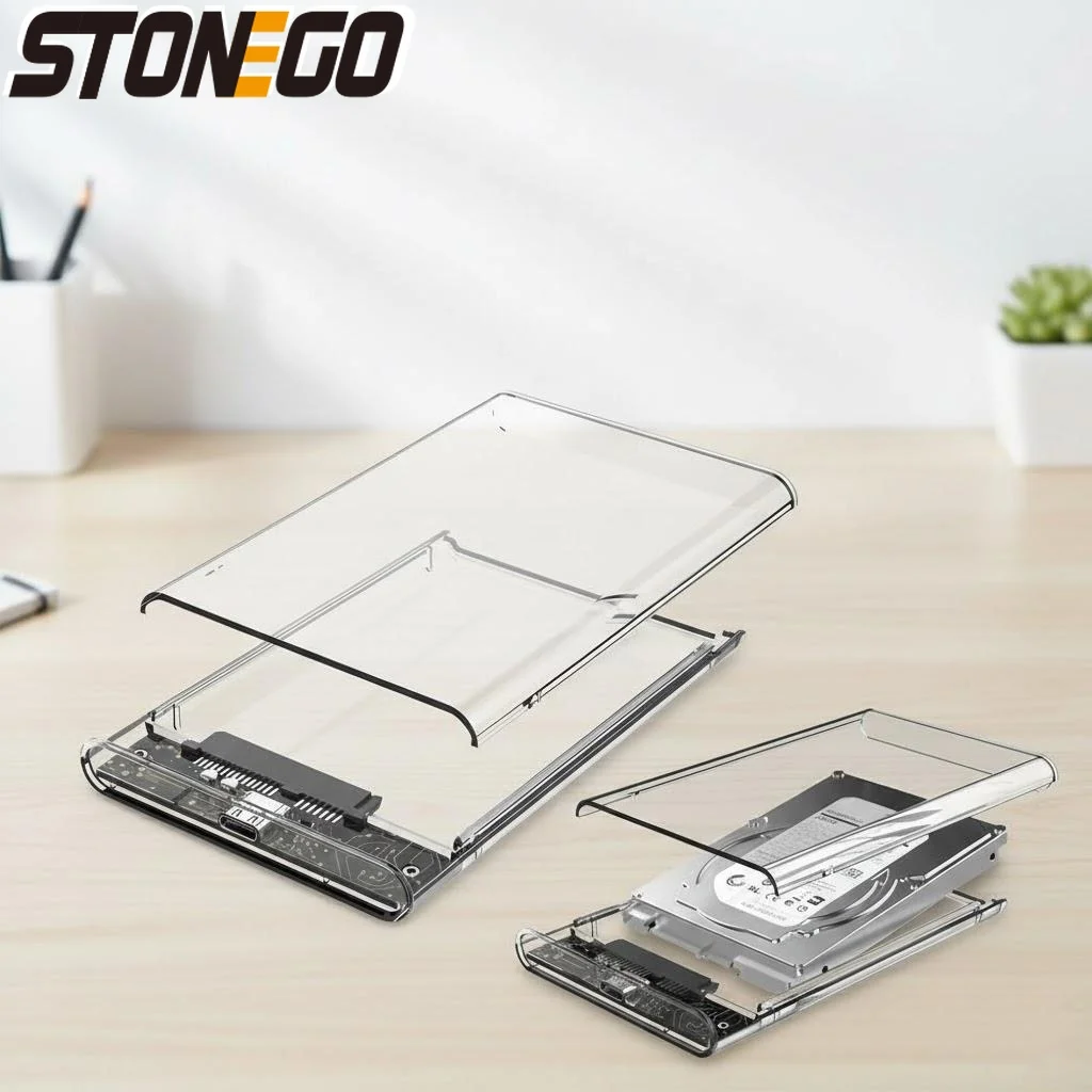 

Transparent USB 3 0 3 1 HDD Enclosure for 2 5 SATA SSD HDD 7mm 9 5mm Tool Free Compatible with Win Mac Linux