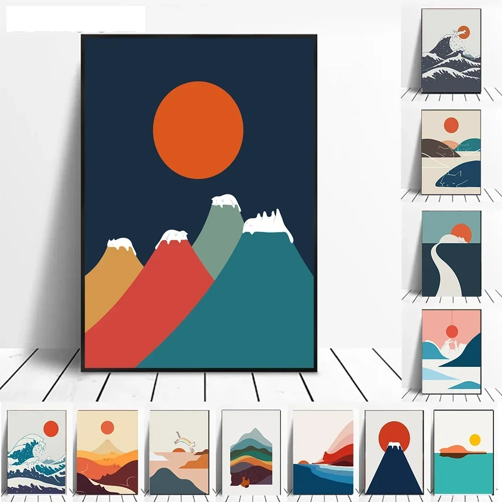 Skandinavische minimalistische Vintage-Wandkunst, abstraktes Tier, Katze, Landschaft, Leinwand, Poster, Druck, Zuhause, Schlafzimmer, Wohnzimmer, Dekoration
