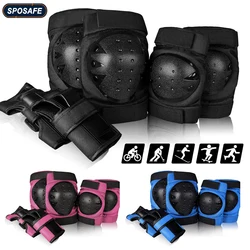 6 pçs/set adolescentes adulto joelheiras almofadas cotovelo guardas de pulso conjunto engrenagem protetora para patins, skate, ciclismo esportes