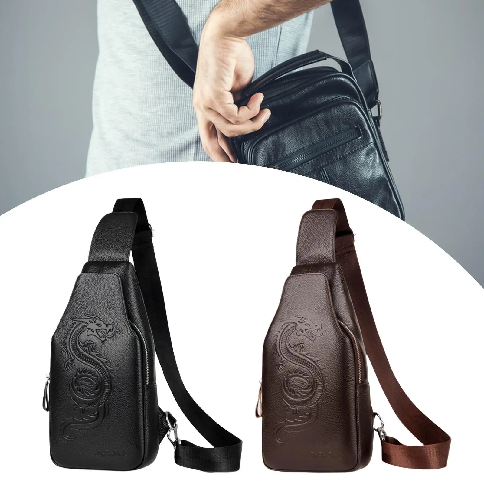 PU Leather Sling Bag Multipurpose Cross Body for Sports Outside Activities