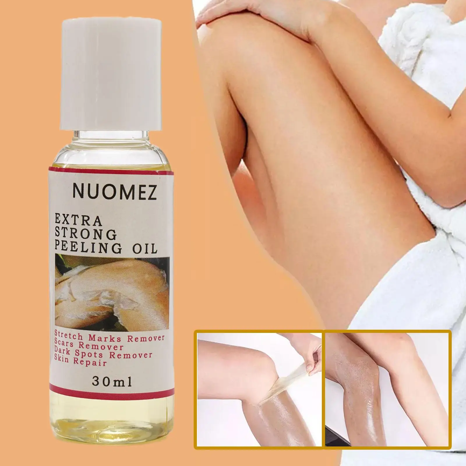 Olio Peeling giallo da 30ml per sbiancamento della pelle scura schiarire i gomiti mani del ginocchio schiarente tono della pelle olio per il corpo del viso