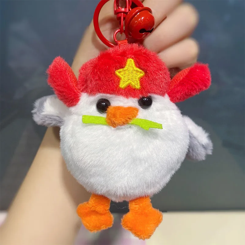 New style small military pigeon plush cartoon soft doll keychain pendant fashionable lovely bird Distinctive bag keychain