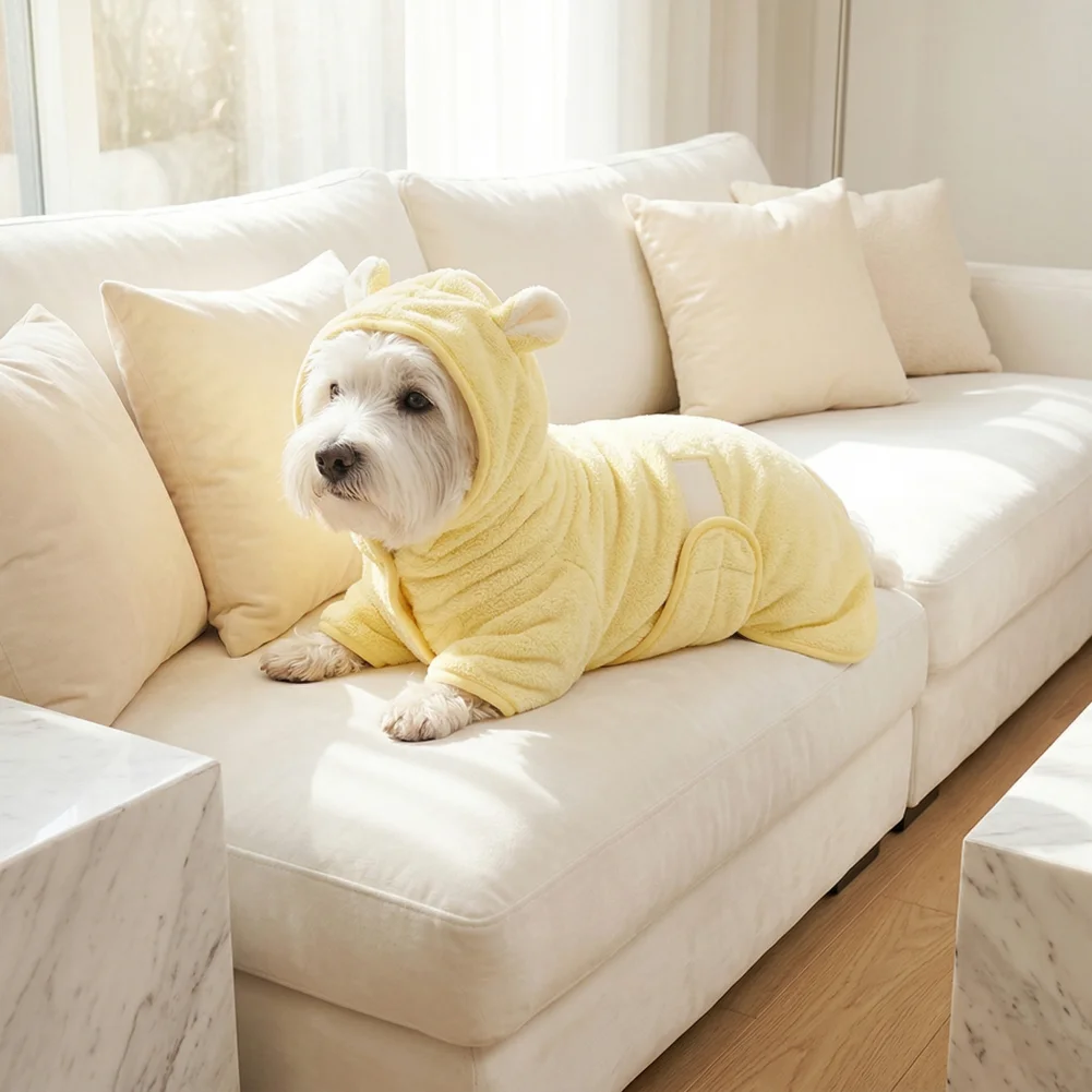 

Полотенце-халат для собак с капюшоном, супервпитывающее, быстросохнущее, для купания и ухода за щенками, для душа