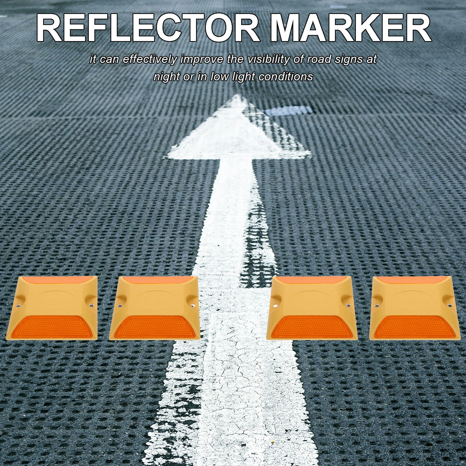 

4pcs Reflective Plastic Road Studs Easy Install Highway Parking Lot Use Automotive Trailer Reflectors