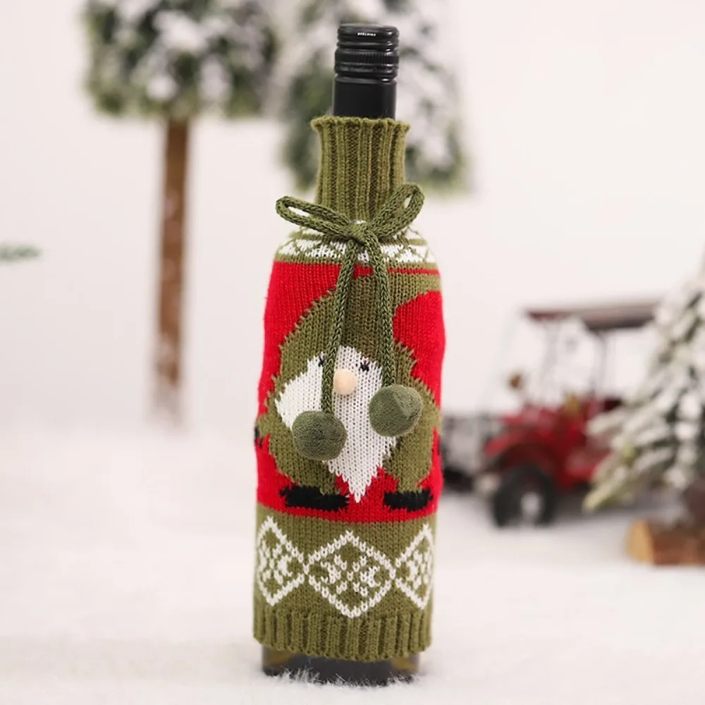 Creative Stylish Christmas Knitted Wine Set Durable Soft Christmas Bottle Set Cute Portable Wine Bottle Bag Restaurant