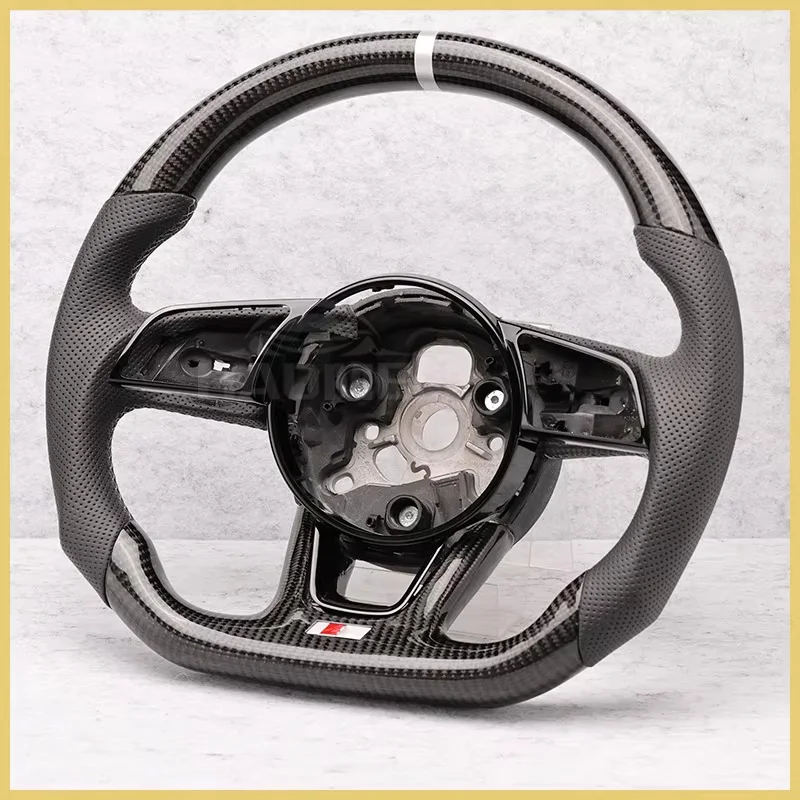 for Audi A3 carbon fiber steering wheel flat bottom A4 A5 S3 S4 S5 leather semi perforated steering wheel