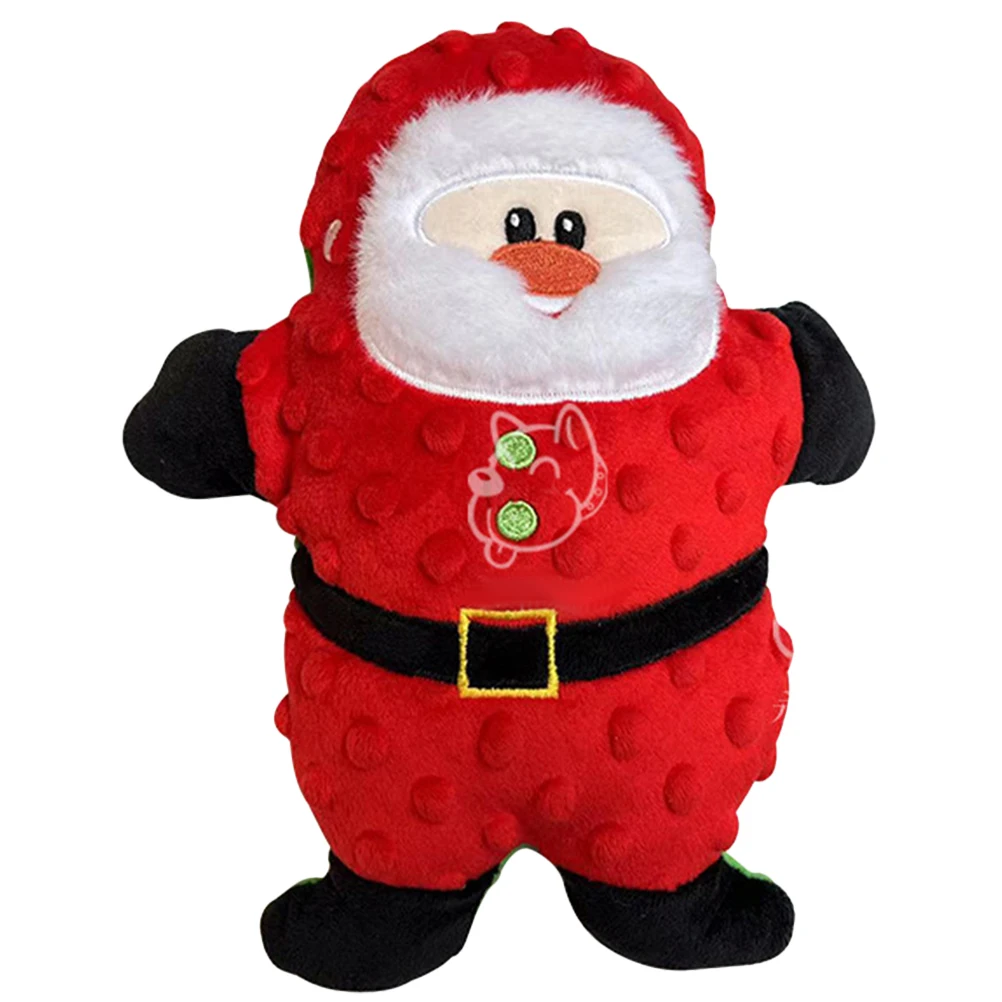 Santa Claus Plush Toy Christmas Style Dog Plaything Cartoon Puppy Teething Toy Christmas Cartoon Dog Chewing Toy Xmas Decoration