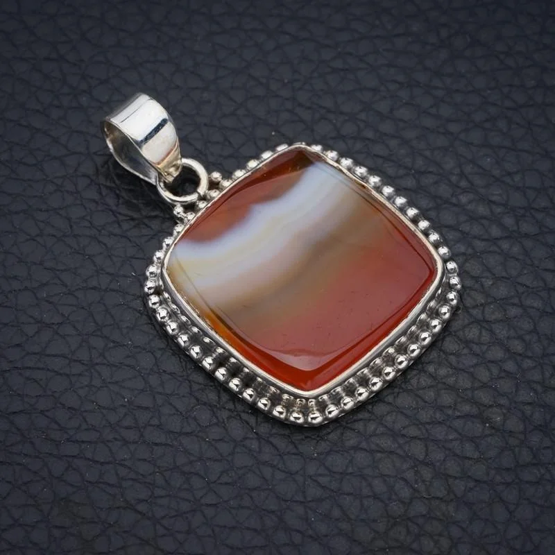 

StarGems Botswana Agate Handmade 925 Sterling Silver Pendant 1.5" F4459