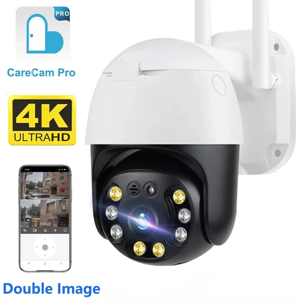 

CareCam 4K 8MP PTZ WiFi IP Camera Dual Image Outdoor Security 5MP Human Detection CCTV Surveillance Auto Tracking H.265 Alarm