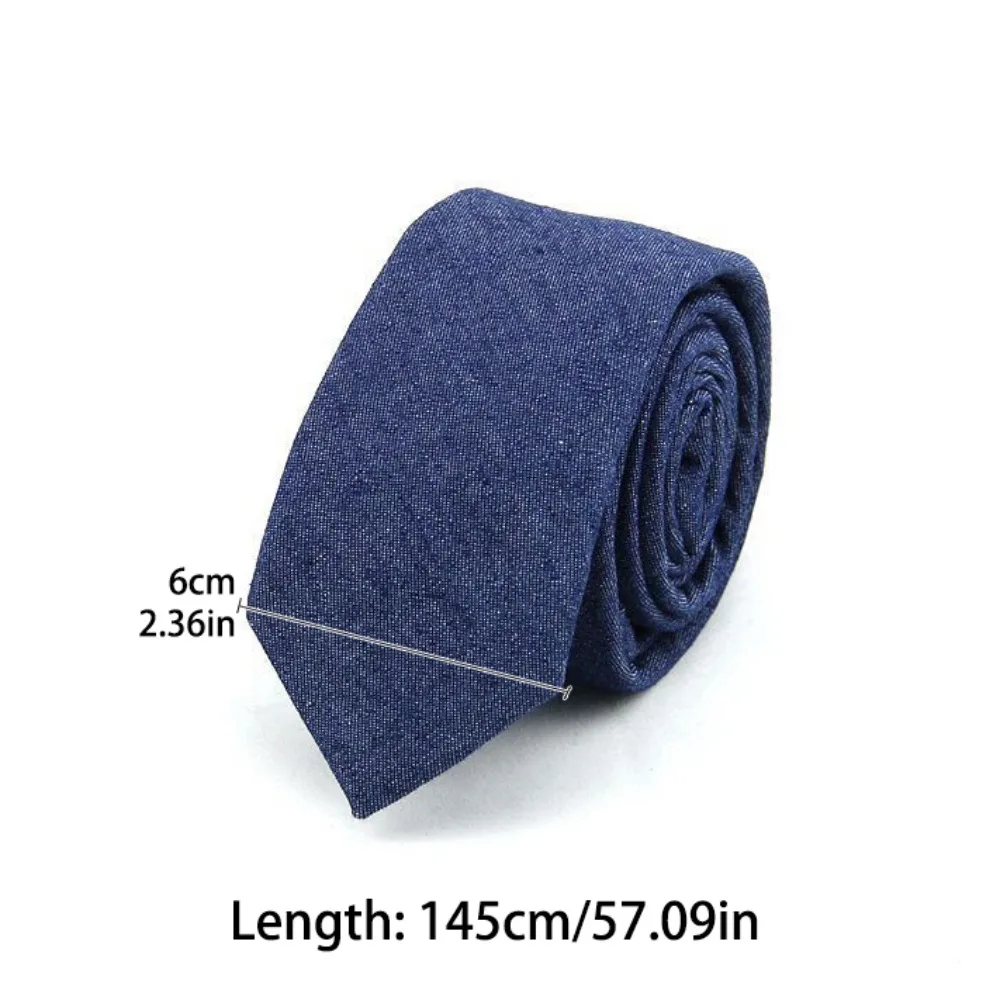 Cravatta in tessuto Jean tinta unita semplice Cravatta da uomo in denim stretto regolabile Cravatta retrò morbida legata a mano Accessori per abiti