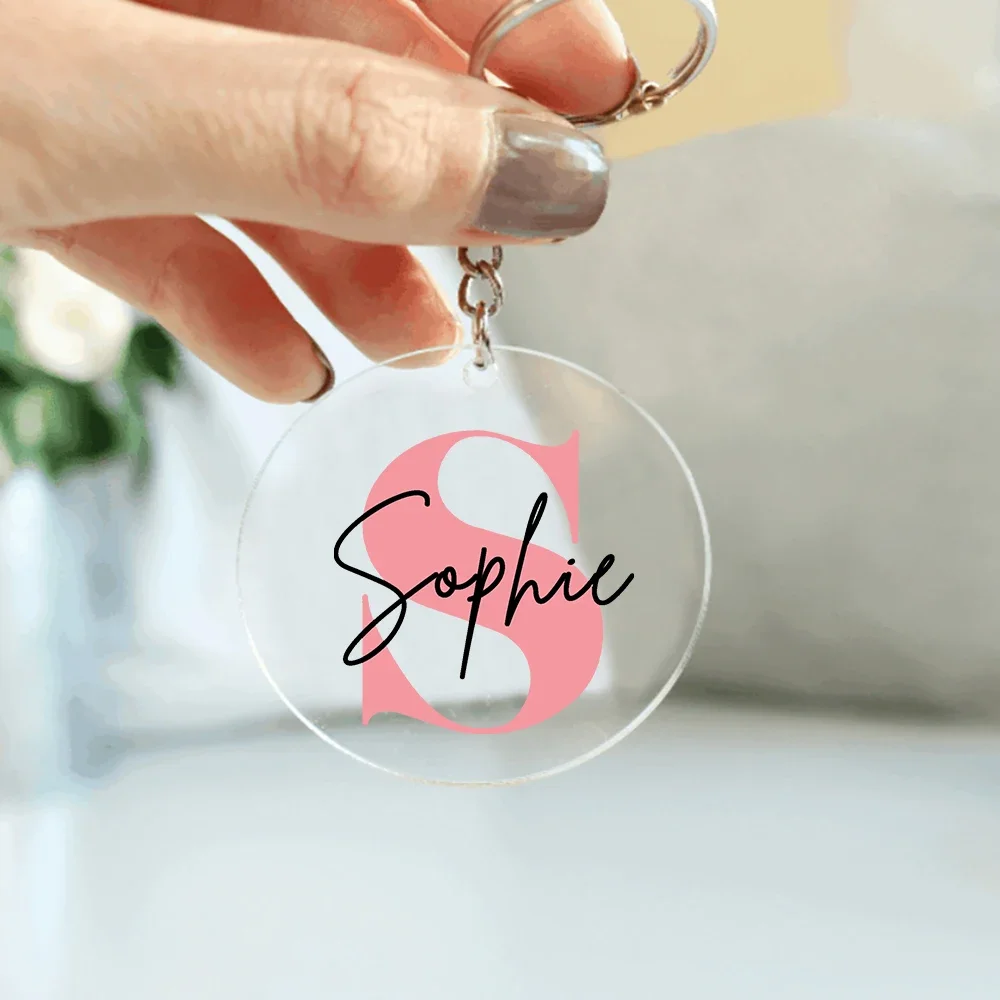 Personalized Letter with Name Keychain Pendant Key Chain Keyring Car Key Bags Jewelry Accessories Wedding Birthday Holiday Gifts