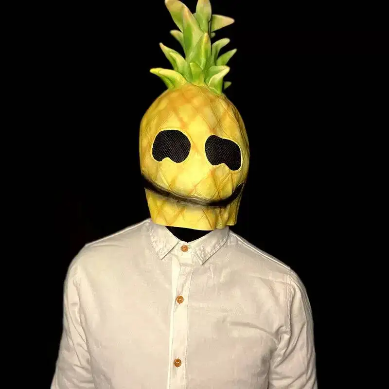 Realistic Fruit Headgear Full Face Funny Sand Sculpture Performance Props Vegetable Pineapple Grape Pumpkin Durian Mask view 3