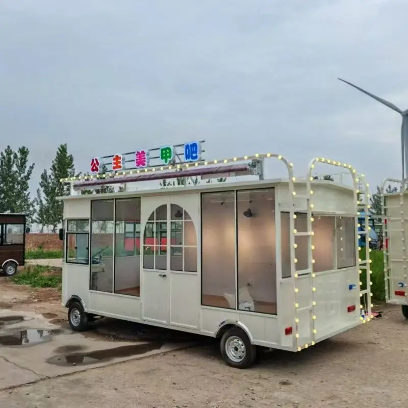 2025 سيارة طعام كهربائية متعددة الوظائف بأربع عجلات، كشك تجاري متنقل للسوق الليلي