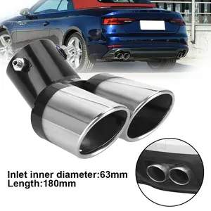 Universal Curved Double output car exhaust silencer tube car decoration rear tube chrome car style stainless steel 6 Main Sales Double Tip - №4