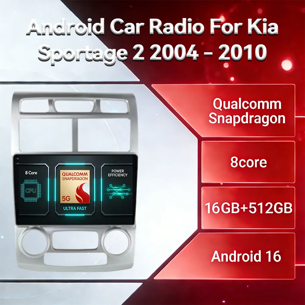 Android 16 Car Radio For Kia Sportage 2 2004 2005 2006 2007 - 2010 Multimedia Stereo Video Player Carplay Auto GPS NAVI 4G WIFI
