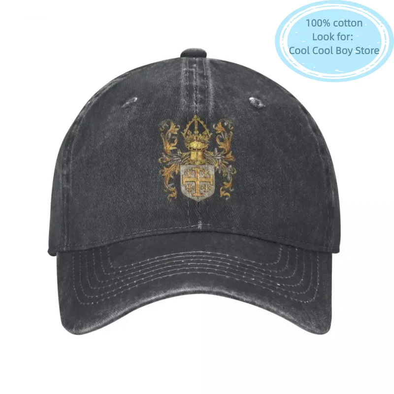 

Vintage Arms Of The King Of Jerusalem 1509 Baseball Caps Distressed Denim Headwear Templar Shield Cross Outdoor Gift Hats Cap