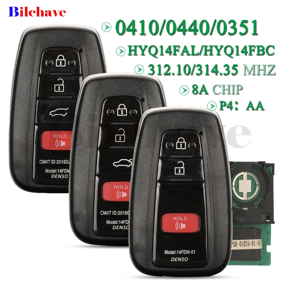 

JYQ 8A chip Dual 312/314Mhz 0410 0440 0351 Smart Car Remote Key Fob For Toyota CAMRY Avalon Prius RAV4 Hybrid Highlander 4Runner