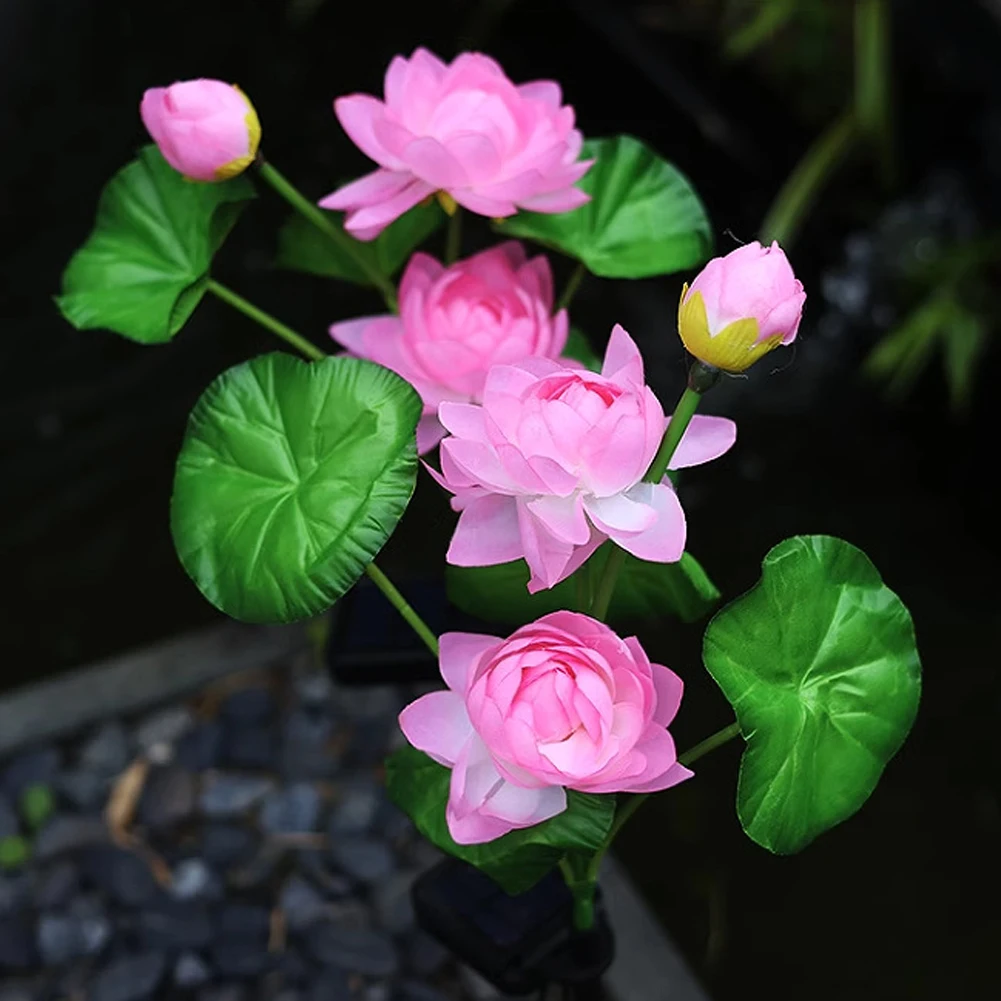 Solar Powered Lotus Lawn Light Waterproof Landscape Lamp for Outdoor Lawn Pathway Gardens Patio Party Yard Decor