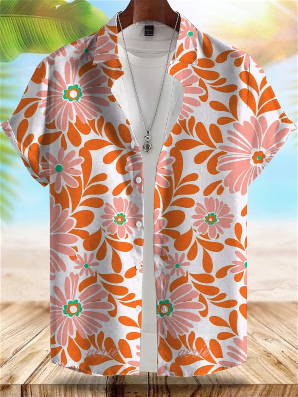 Herrenhemd im Hawaii-Stil am Meer, Sommerurlaub, lässiges Herren-Kurzarmhemd, Outdoor, Strand, lockeres, bequemes Herrenhemd