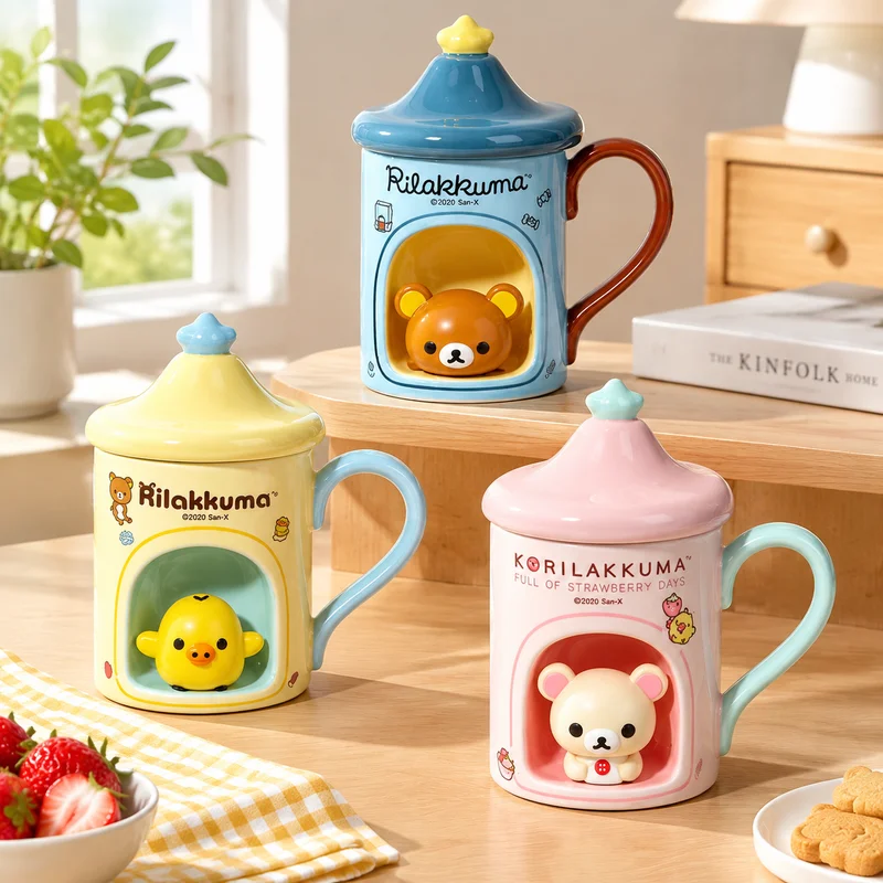 Spot Mug With Lid Cute Cartoon Cup Coffee Milk Tea Cup New Exotic Landscape Water Cup Drinking Fountain Holiday Souvenir.