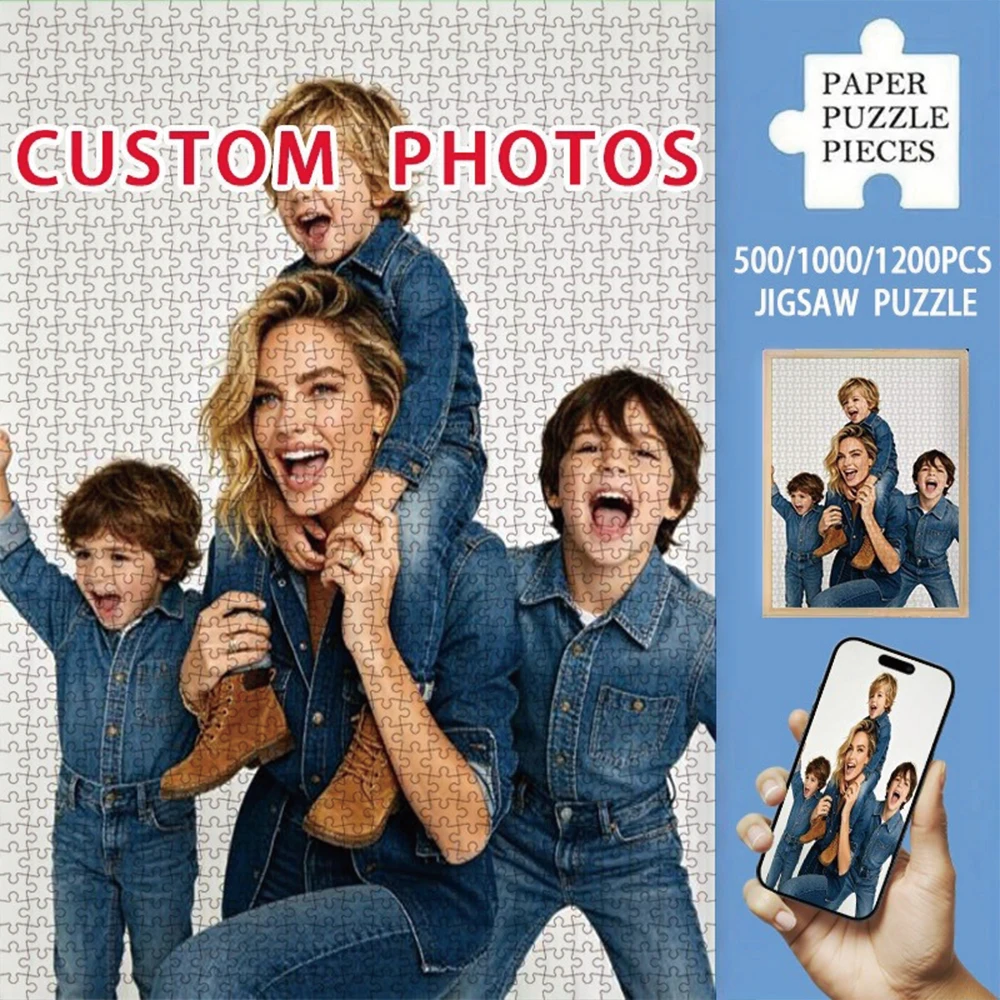 35/300/500/1031pcs Personalized Custom Photo Puzzle Family Photos Pet Day Pet Lovers' Birthday Gifts