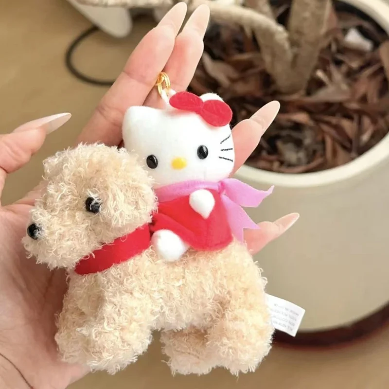 새로운 귀여운 고양이 플러시 키체인 소녀 백팩 펜던트 만화 동물 강아지 인형 고품질 자동차 펜던트 크리스마스 선물