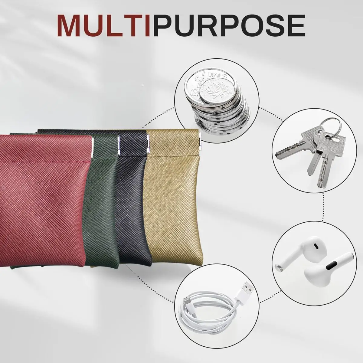 Multi-colors Squeeze Coin Purse PU Mini Change Pouch for Coins Jewelry Earphones Unisex Travel Coin purse for Men and Women