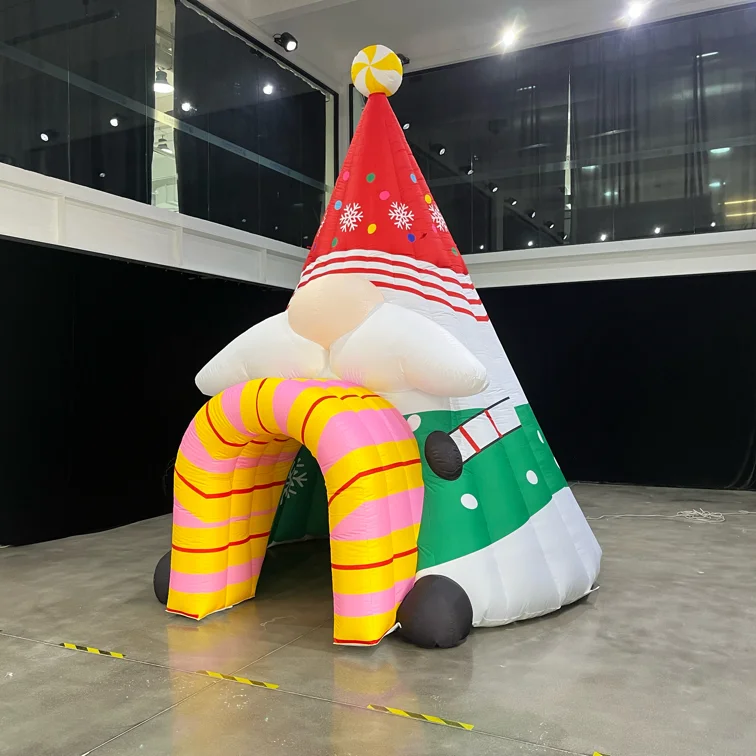 Giant Inflatable Christmas Gnome Tent Santa Gonk Archway Blow Up Entrance for Xmas Yard Garden Party Decoration Outdoor Air Mode