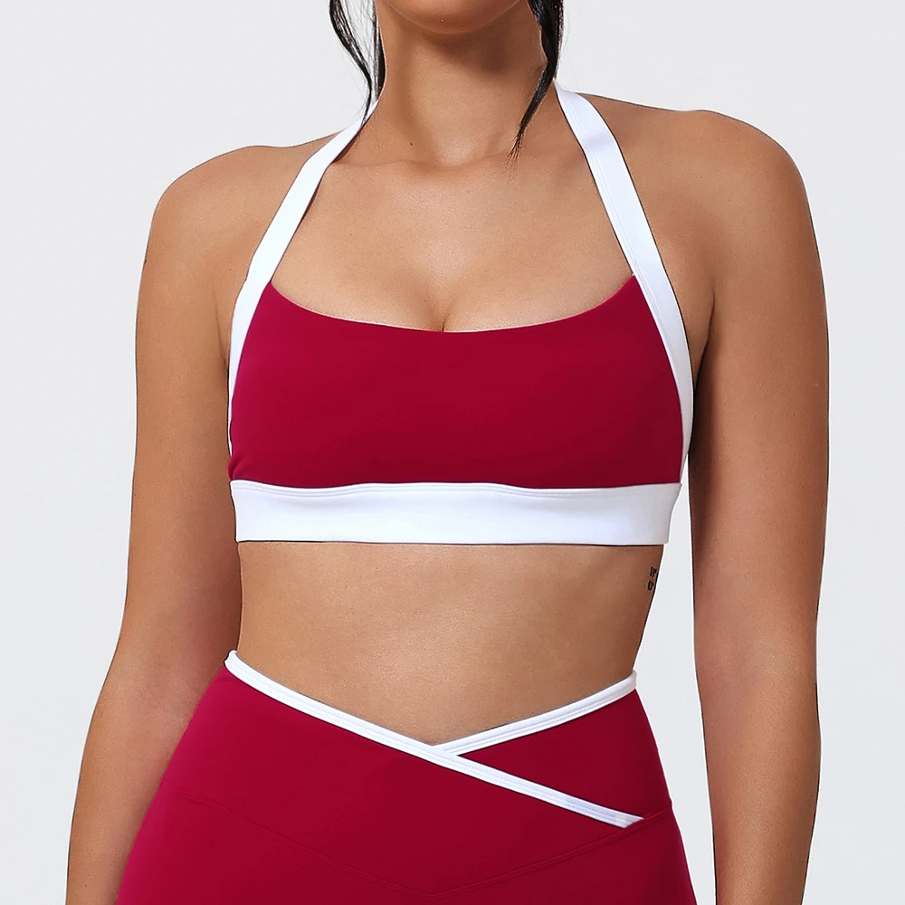 

Женский спортивный бюстгальтер с лямкой на шее, сексуальный укороченный топ с открытой спиной и бретелями для спортзала, женское нижнее белье с подкладкой, топы на бретелях для фитнеса и йоги
