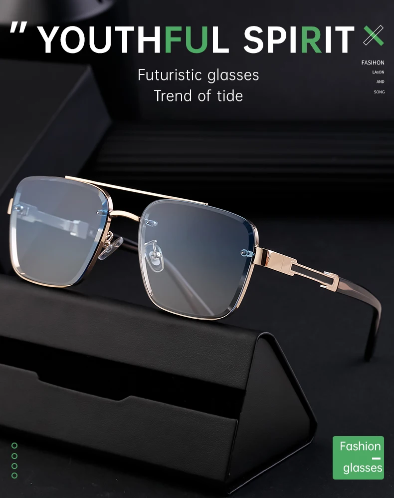 Übergroße quadratische Sonnenbrille für Herren, große Luxus-Designer-Vintage-Metall-Sonnenbrille für Männer, modische Eyewear, Gafas De Sol – Detail 1