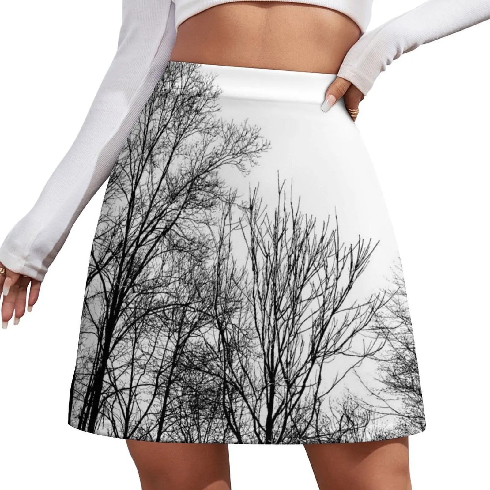 

Trees in winter - minimal black and white photo print Mini Skirt women clothes Women's summer skirts Mini Skirt