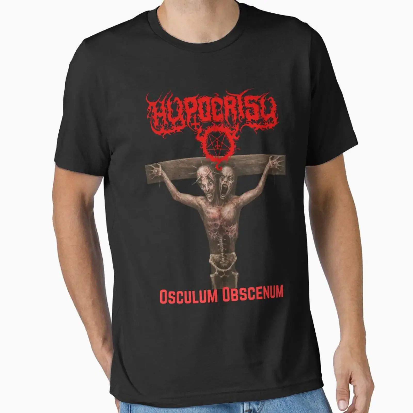 Футболка Hypocrisy Obsculum Obscenum High Resolution Swedish Death Metal Essential, винтажная, с эффектом потертости, стрейч-футболка