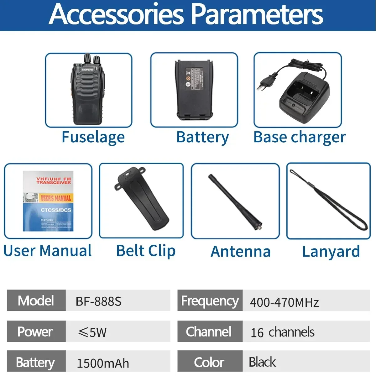 2pcs Baofeng BF-888S Longue Portée Walperforated Talkie Sans Fil Mort Portable Longue Portée Veille UHF 400-470MHz Ham Radio Bidirectionnelle