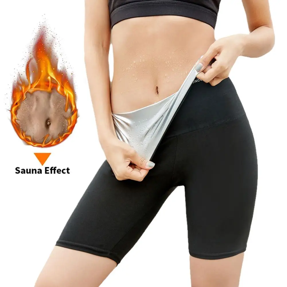 Women's Abdomen Control Hip-Lifting Sweat Pants Sauna Waist Body Three/Five/Nine Shorts Fitness Breasted High Point Beam H2Z0