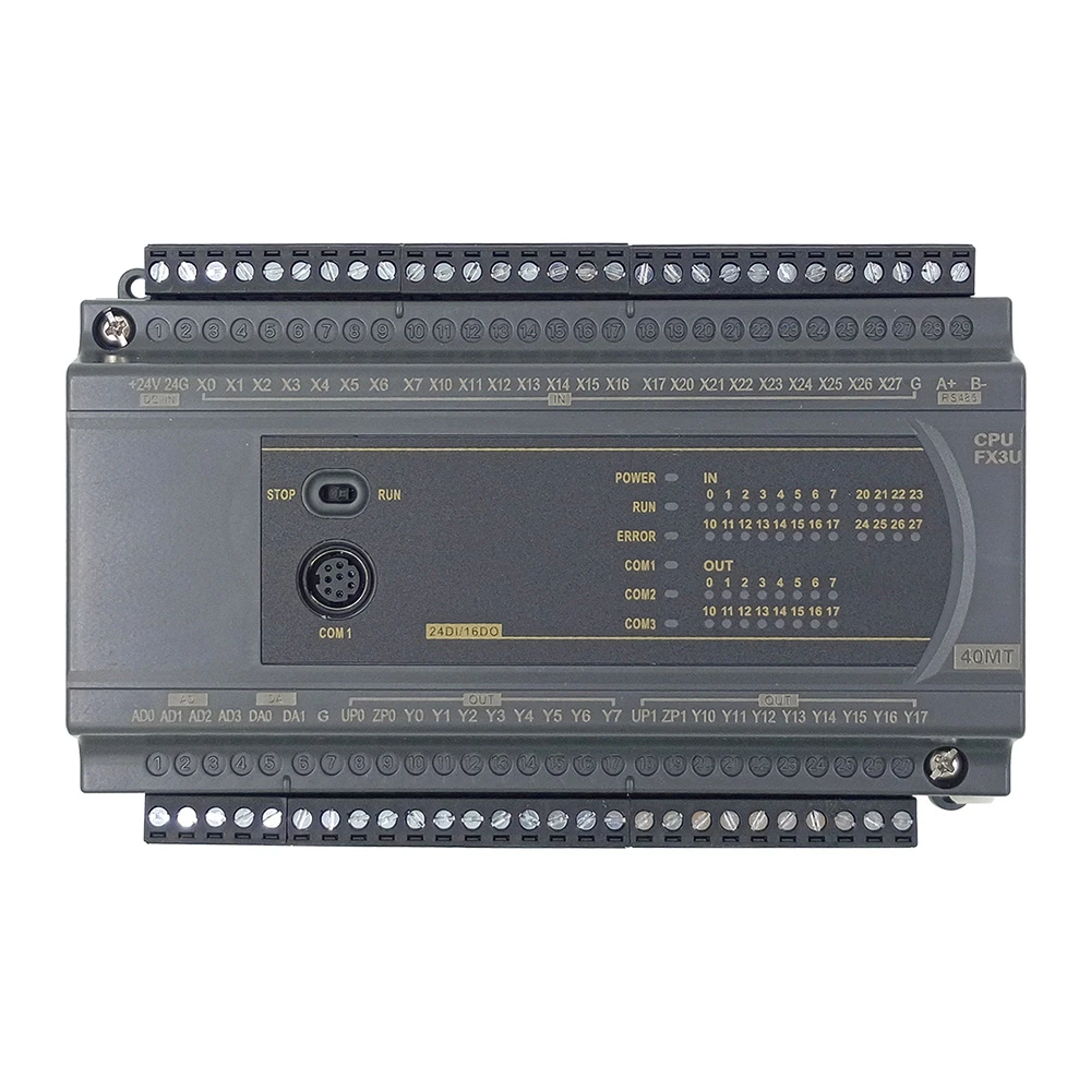 placa de controle industrial do plc transmissor do rele fx3u 14 20 24 32 40 60 sr mt 4ad 020ma 2da 010v rs485 modbus analogico 01