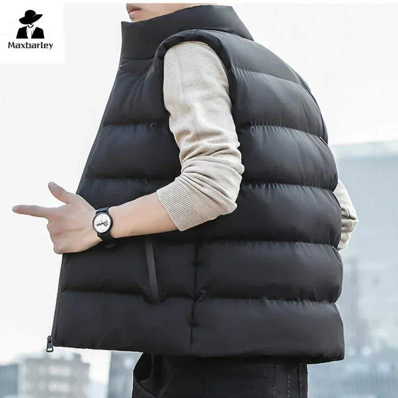 Men Vest Windproof Vest Men Jacket Sleeveless Vest Winter Jacket Casual Coat Male Down Cotton Warm Thicken Waistcoat Thick Gilet