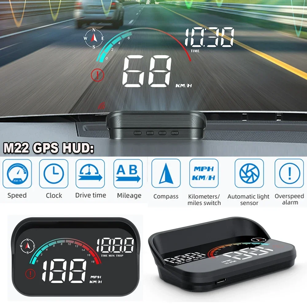 M22 GPS проекционный дисплей авто электроника HUD проектор дисплей цифровой автомобильный спидометр проектор скорости лобового стекла для всех автомобилей