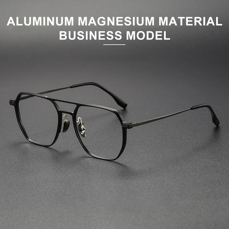 EYORA Large Frame Aluminum Frame Titanium Business Men Anti Blue Ray Reading Glasses Myopia Eyewear Progressive Eyewear Lens