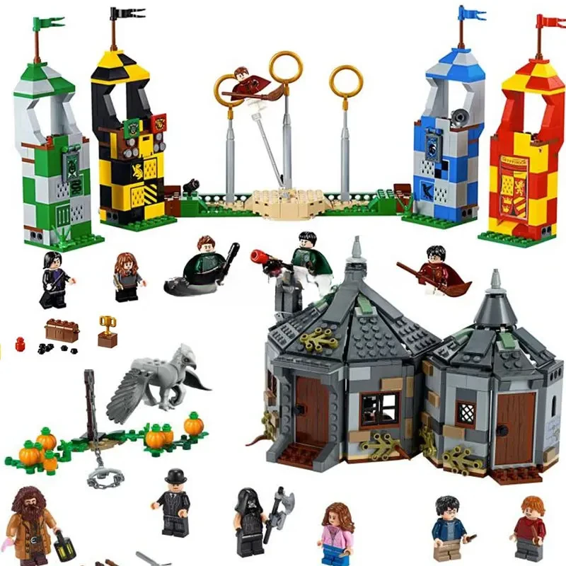 25 Types Anime Harris Book Hagrid Hut Building Block Magical Knights Forbidden Forest Quidditch Match Brick Toys for Gift