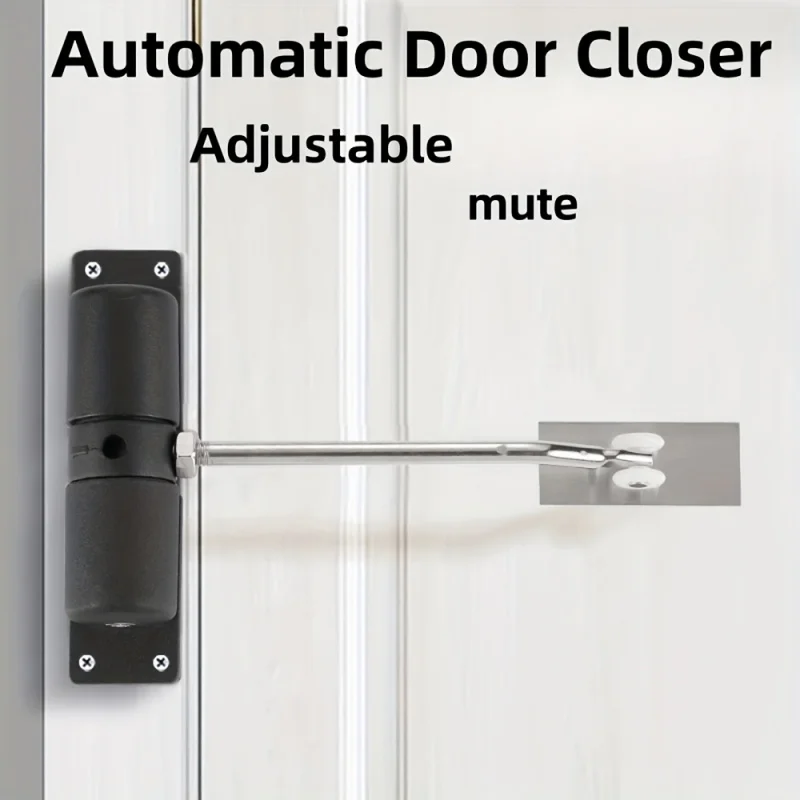 Automatic Door Closer, Adjustable Heavy Duty Aluminum Hinge, Slow Closing Safety Spring, Impact Resistant Home Door, Self Closin