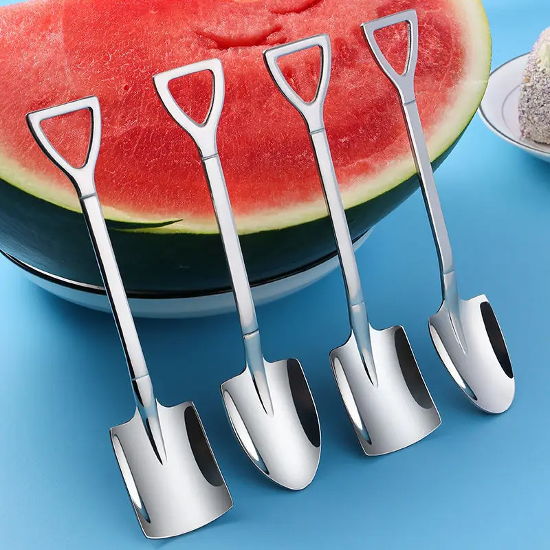 Iron Catalpa Spoon Thickened Stainless Steel Watermelon Artifact Antique Shovel Spoon Dessert Ice Cream Spoon Camping Cookware