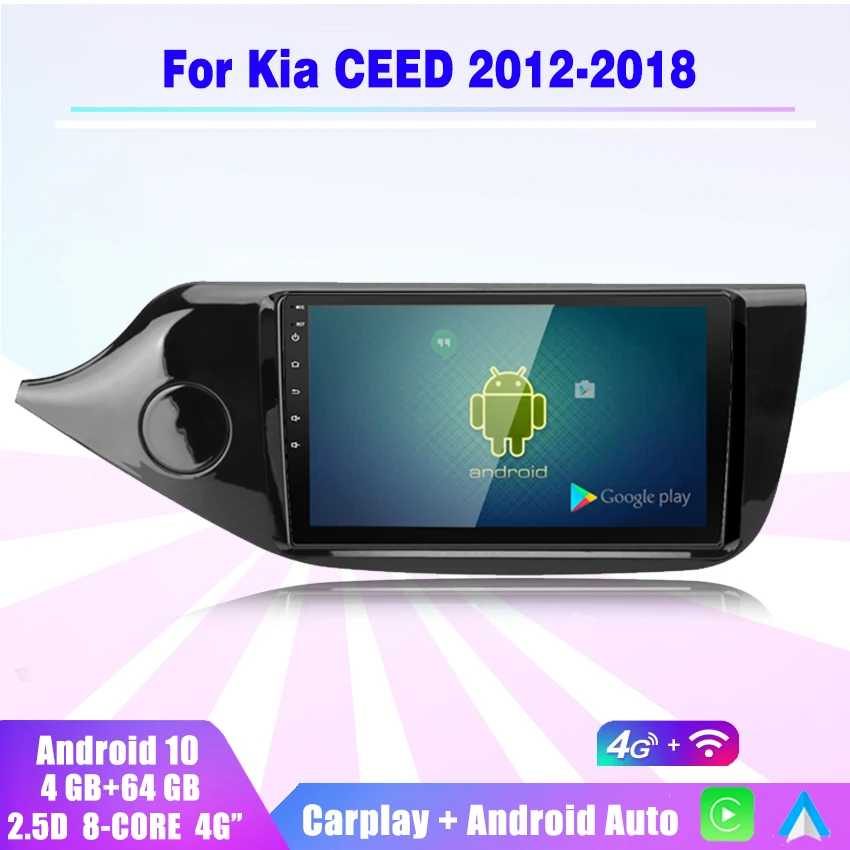 

Android 10.0 4+64G Carplay 2DIN Car Radio Multimedia Player GPS Navigation 2 DIN RADIO For KIA Cee 'd CEED JD 2012-2018