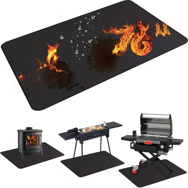Multi-functional Anti Slip Barbecue Mat BBQ Grill Fireproof Mat for Outdoor Camping Picnic Courtyard Grill Fire-proof Floor Mat