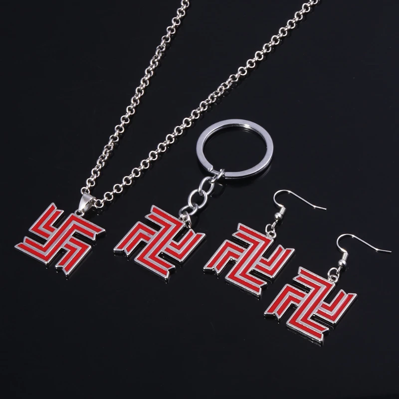 South Mikey Draken Anime Peripheral Logo Keychain Double-sided Drop Cartoon Wanbiao Necklace Earrings Cosplay Costumes DIY Props