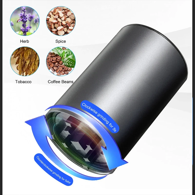 Household USB Tobacco Grinder Mini Electric Herbal Spice Mills Automatic Smoke Grass Crusher Smoking Accessories