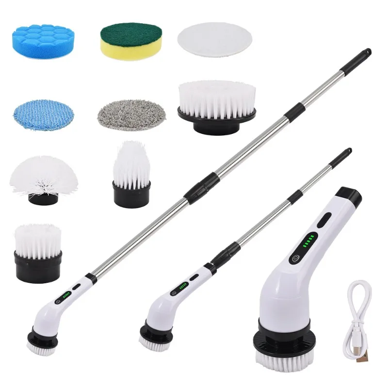 

Multifunctional electric cleaning brush 9-in-1 bathroom glass length adjustable dual-purpose brush household cleaning artifact