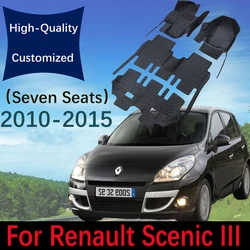 Custom Leather Car Floor Mats For Renault Scenic III 2010~2015 7 Seats Automobile Carpet Rugs Auto Foot Pads Interior