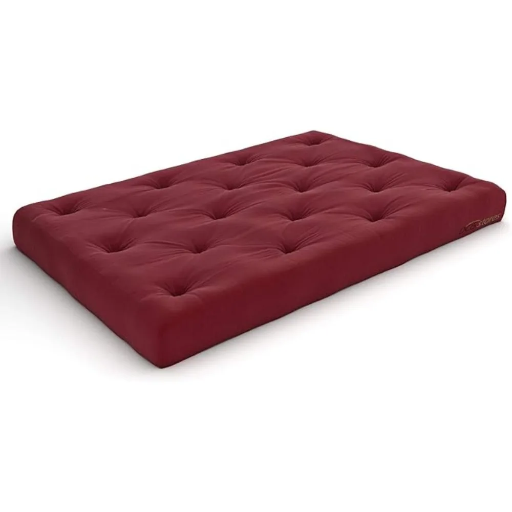 Extra Thick Premium 10-Inch Queen Futon mattress,High quality foam and poly-cotton fill  Natural tufted twill,Burgundy matress