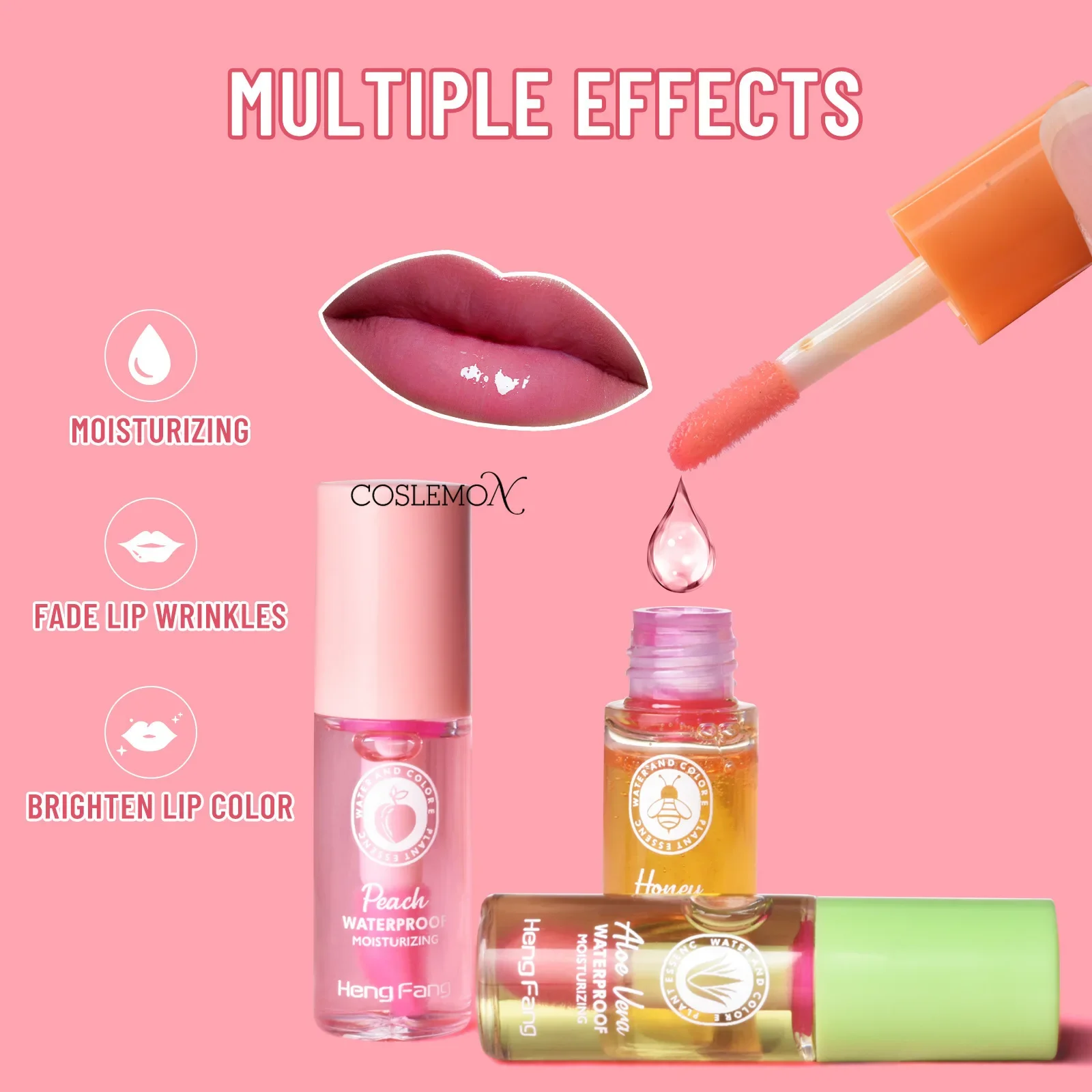 Clear Lip Gloss Moisturizing Lip Oil Aloe Vera Peach Honey Temperature Color Changing Long Lasting Transparent Lip Cosmetic