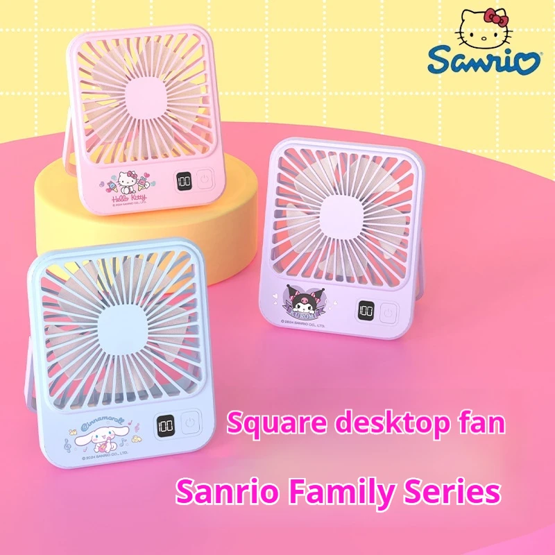 Sanrio Desktop Small Fan Cartoon Doll Hello Kitty Long Battery Life Strong Wind Portable Mini Cute Fan Girl's Birthday Present